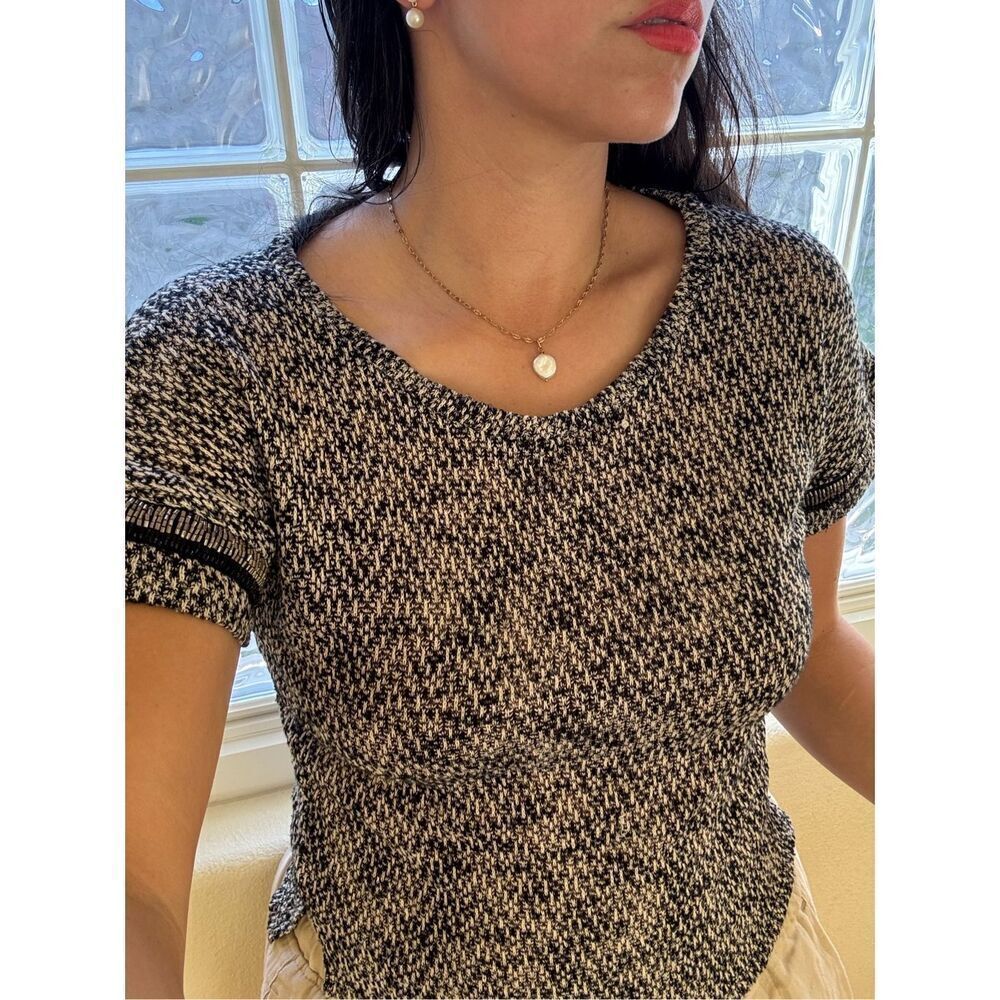 Mya women’s small beaded embellished grey black blouse metallic industrial glam